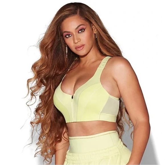 Adidas x Ivy Park Medium Support Mesh Zip Bra in Yellow Tint Size XS
